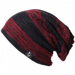 Skullies & Beanies Men Slouch Beanie Knit Long Oversized Skull Cap for Winter Summer N010 - B306-claret - CO18I23M44T $10.29