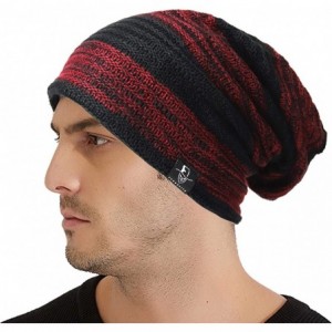 Skullies & Beanies Men Slouch Beanie Knit Long Oversized Skull Cap for Winter Summer N010 - B306-claret - CO18I23M44T $10.29