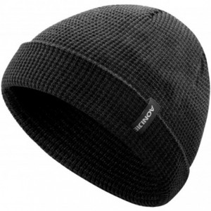 Skullies & Beanies Cuffed Beanie Hat Warm Headwear Daily Knit Hat Sports Skull Cap - Black - C618A6U2LQA $17.12