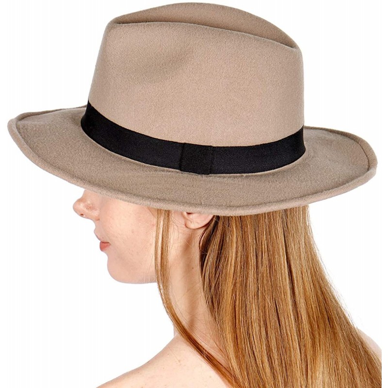 Fedoras Wool Felt Fedora Hats for Women- Panama Hat- Wide Brim Hats- Fall Floppy Hat Women- Beach Hats- Cloche - CG18SO2ZM8U ...