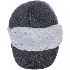 Skullies & Beanies Winter Fashion Knit Cap Hat for Women- Peaked Visor Beanie- Warm Fleece Lined-Many Styles - Charcoal Band ...