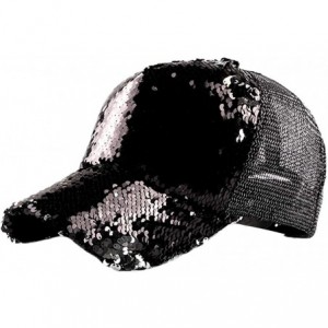 Baseball Caps Reversible Sequin-Hat Baseball for Women Mesh Trucker Hat - Black - CD18OZ3YYI3 $18.74