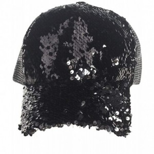 Baseball Caps Reversible Sequin-Hat Baseball for Women Mesh Trucker Hat - Black - CD18OZ3YYI3 $10.50