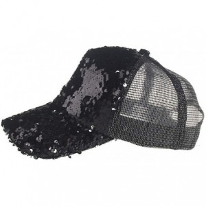 Baseball Caps Reversible Sequin-Hat Baseball for Women Mesh Trucker Hat - Black - CD18OZ3YYI3 $10.50