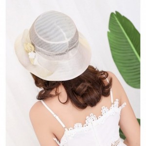 Sun Hats Women Derby Church Dress Sun Hats Wide Brim Flounce Cocktail Tea Party Bridal Dress Wedding Girls - Beige - C318E9RI...