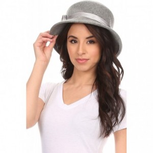 Bucket Hats Alice Satin Rose Vintage Style Wool Cloche Hat - Grey - C012EXDTX1N $8.27