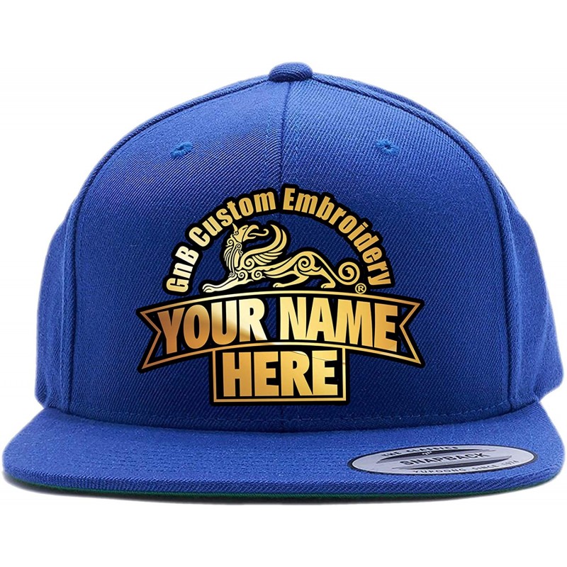 Baseball Caps Custom Hat. 6089 Snapback. Embroidered. Place Your Own Text - Royal - CX188Z7M5W8 $17.38