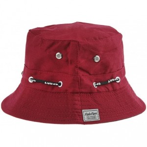 Bucket Hats Unisex Women Folding Cotton Outdoor Travel Fishing Flat Sun Visor Bucket Hat Cap - Red - CH182YZOEIQ $8.57