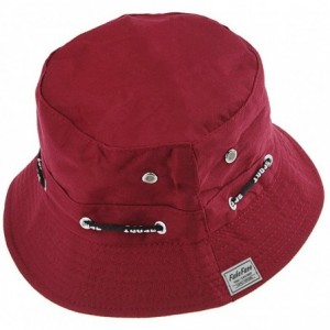 Bucket Hats Unisex Women Folding Cotton Outdoor Travel Fishing Flat Sun Visor Bucket Hat Cap - Red - CH182YZOEIQ $8.57