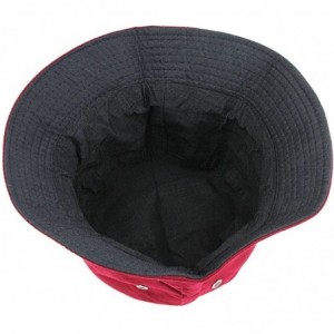 Bucket Hats Unisex Women Folding Cotton Outdoor Travel Fishing Flat Sun Visor Bucket Hat Cap - Red - CH182YZOEIQ $8.57