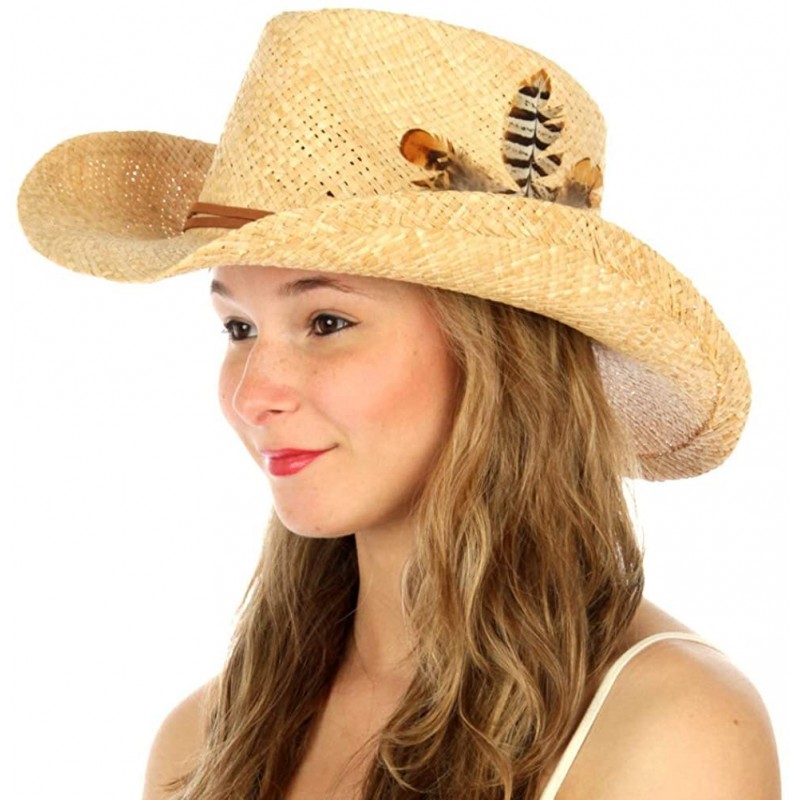 Cowboy Hats Cowboy Hats for Women - Cowgirl hat - Wide Brim Fedora Hat- 1920s Panama Jazz Visor Gang - Natural 4 - CT18WEHA9K...