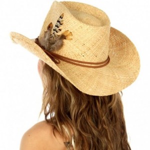 Cowboy Hats Cowboy Hats for Women - Cowgirl hat - Wide Brim Fedora Hat- 1920s Panama Jazz Visor Gang - Natural 4 - CT18WEHA9K...