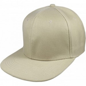 Baseball Caps Plain Blank Flat Brim Adjustable Snapback Baseball Caps LOT 6 Pack - Khaki - C118WG0ODWI $12.92