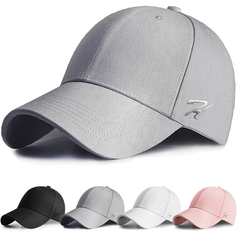 Baseball Caps Baseball Cap Men Women Baseball Hat Adjustable Cotton Caps for Men Running Cycling Hiking Golf Drive - Gray - C...