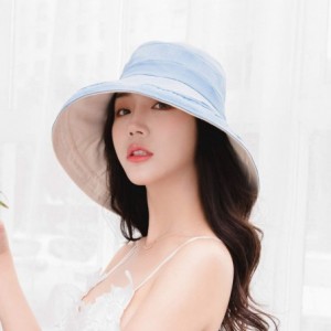 Sun Hats Women Reversible Bucket Hat UV Sun Protection Wide Brim Foldable Floppy Bucket Hat - 1blue - CP18S7E33KU $12.63