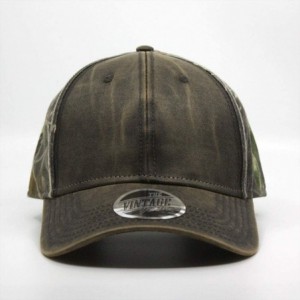 Baseball Caps Heavy Washed Wax Coated Cotton Adjustable Low Profile Men Women Baseball Cap - Dark Brown/Camouflage - CG1920N3...