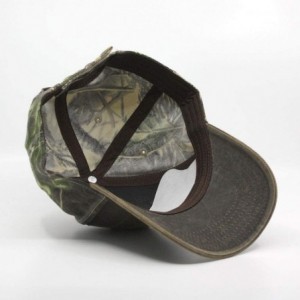 Baseball Caps Heavy Washed Wax Coated Cotton Adjustable Low Profile Men Women Baseball Cap - Dark Brown/Camouflage - CG1920N3...