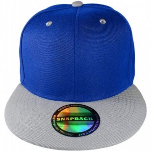 Baseball Caps Plain Blank Flat Brim Adjustable Snapback Baseball Caps Wholesale LOT 12 Pack - Royal/Grey - C7187DLAL6T $28.61