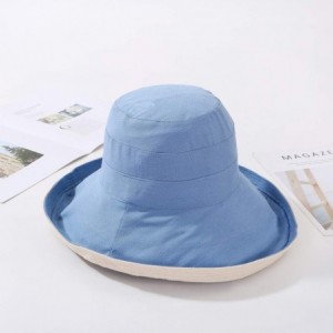 Sun Hats Women Reversible Bucket Hat UV Sun Protection Wide Brim Foldable Floppy Bucket Hat - 1blue - CP18S7E33KU $12.63