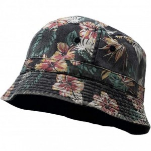 Bucket Hats Bucket Hat Vintage Outdoor Festival Safari Boonie Packable Sun Cap - Reversible Floral/Black - C918RAUQ9OA $28.74