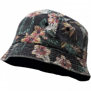 Bucket Hats Bucket Hat Vintage Outdoor Festival Safari Boonie Packable Sun Cap - Reversible Floral/Black - C918RAUQ9OA $13.99