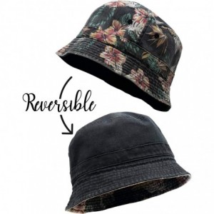Bucket Hats Bucket Hat Vintage Outdoor Festival Safari Boonie Packable Sun Cap - Reversible Floral/Black - C918RAUQ9OA $13.99