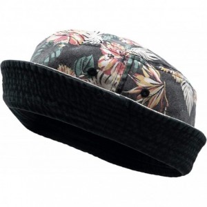 Bucket Hats Bucket Hat Vintage Outdoor Festival Safari Boonie Packable Sun Cap - Reversible Floral/Black - C918RAUQ9OA $13.99