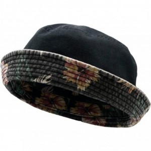 Bucket Hats Bucket Hat Vintage Outdoor Festival Safari Boonie Packable Sun Cap - Reversible Floral/Black - C918RAUQ9OA $13.99