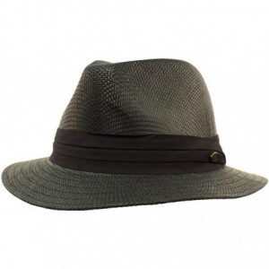 Fedoras Men's Summer Lightweight Short Panama Derby Fedora Flat Brim Hat - Black - CC17YOQE6LW $32.47