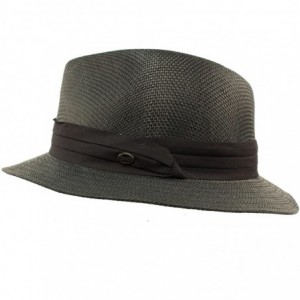 Fedoras Men's Summer Lightweight Short Panama Derby Fedora Flat Brim Hat - Black - CC17YOQE6LW $32.47