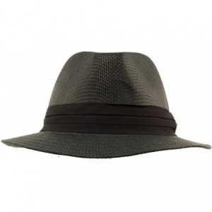 Fedoras Men's Summer Lightweight Short Panama Derby Fedora Flat Brim Hat - Black - CC17YOQE6LW $32.47