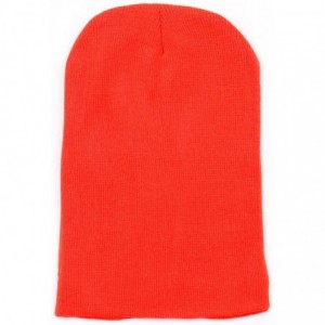 Skullies & Beanies Thick Plain Knit Beanie Slouchy Cuff Toboggan Daily Hat Soft Unisex Solid Skull Cap - Orange - C5188DD83E9...