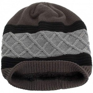 Skullies & Beanies Women Men Winter Knit Warm Flexfit Hat Stripe Ski Baggy Slouchy Beanie Fashion Skull Cap - Gray - CA18HTLT...