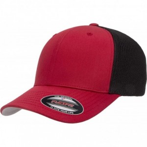 Baseball Caps Trucker Mesh Fitted Cap - Red/Black - CF193KK6O3Z $19.71