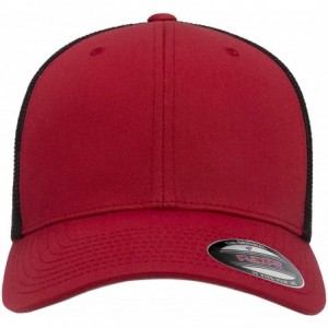 Baseball Caps Trucker Mesh Fitted Cap - Red/Black - CF193KK6O3Z $12.61