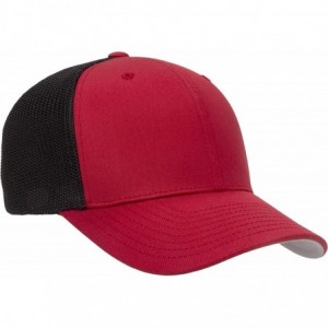 Baseball Caps Trucker Mesh Fitted Cap - Red/Black - CF193KK6O3Z $12.61