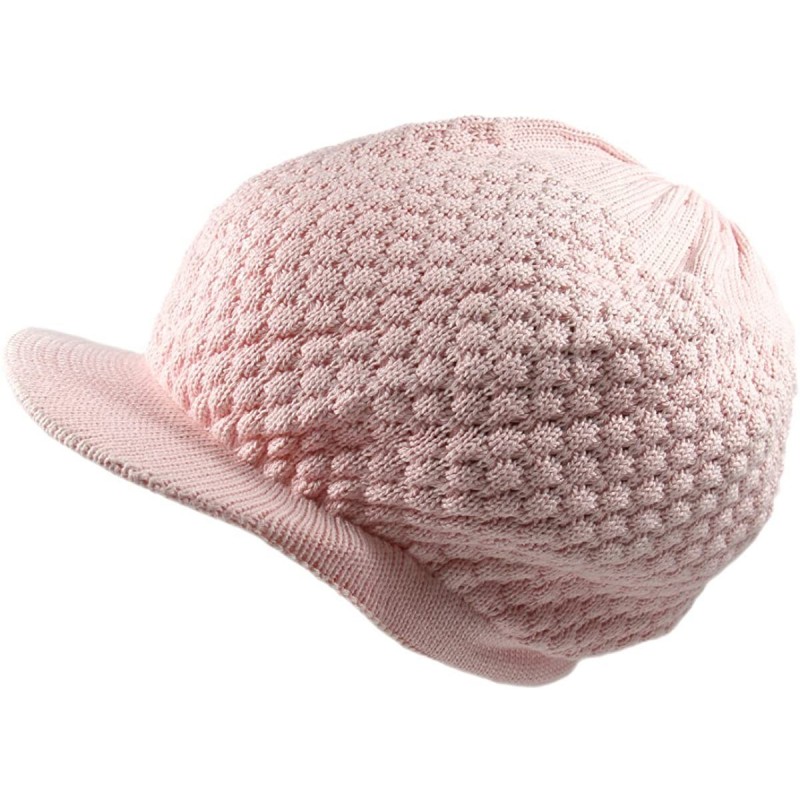 Skullies & Beanies Unisex Cotton Rasta Beanie Visor - Pink - C711ZP5QTA1 $15.91