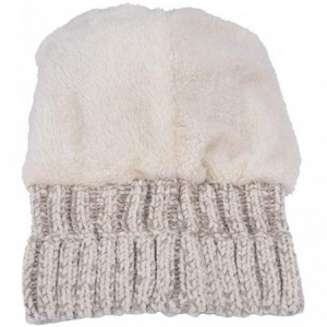 Skullies & Beanies Winter Beanie Hat for Women Knit Thick Snow Cuff Cap with Faux Fur Pompom - Khaki-19 - C918X6UCKU8 $9.37