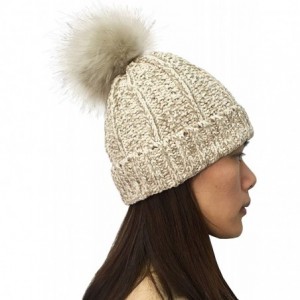 Skullies & Beanies Winter Beanie Hat for Women Knit Thick Snow Cuff Cap with Faux Fur Pompom - Khaki-19 - C918X6UCKU8 $9.37