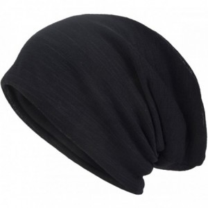 Skullies & Beanies Mens Slouch Beanie Skull Cap Thin Summer Hat - Jersey Black - CB17AAH885M $25.73