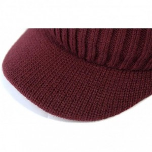 Skullies & Beanies Men's Winter Warm Thick Knit Beanie Hat with Visor - A-red - CX18AHEZO2N $11.79