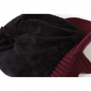 Skullies & Beanies Men's Winter Warm Thick Knit Beanie Hat with Visor - A-red - CX18AHEZO2N $11.79