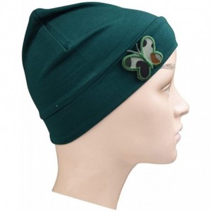 Skullies & Beanies Soft Chemo Cap Cancer Beanie with Green Camo Butterfly - Hunter Green - CV12NRAW4PZ $18.89