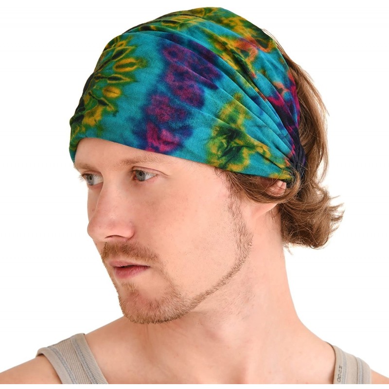 Headbands Tie-Dye Headband Bandana - Womens Boho Hippie Mens Psychedelic Headbands - A - CX17YX5AIQI $13.05