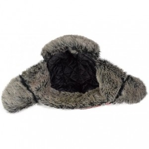 Bomber Hats Winter Trooper Trapper Hunting Faux Fur Hat Ear Flaps Aviator Snow Cap - Red Black Lattices - CD188AUKOQM $25.20
