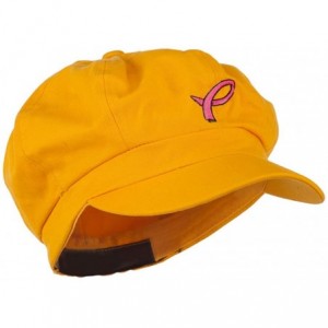 Newsboy Caps Hot Pink Ribbon Breast Cancer Embroidered Newsboy Cap - Yellow - C411MJ482CF $27.23