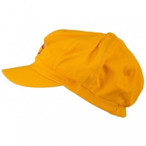 Newsboy Caps Hot Pink Ribbon Breast Cancer Embroidered Newsboy Cap - Yellow - C411MJ482CF $27.23