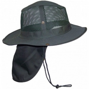 Sun Hats Summer Wide Brim Mesh Safari/Outback W/Neck Flap & Snap Up Sides - Hunter - CR11YD0CJPT $18.63