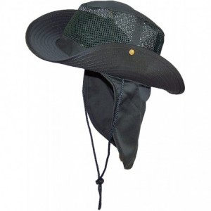 Sun Hats Summer Wide Brim Mesh Safari/Outback W/Neck Flap & Snap Up Sides - Hunter - CR11YD0CJPT $18.63