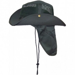 Sun Hats Summer Wide Brim Mesh Safari/Outback W/Neck Flap & Snap Up Sides - Hunter - CR11YD0CJPT $18.63
